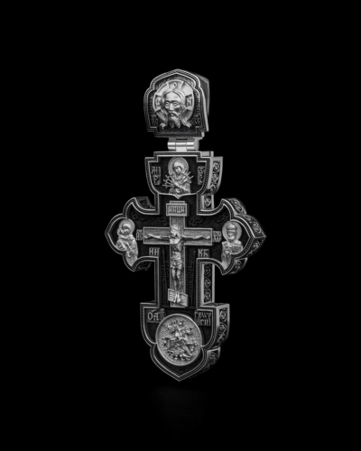 Крестик с Божией Матерью "Семистрельная", серебро 925 пробы