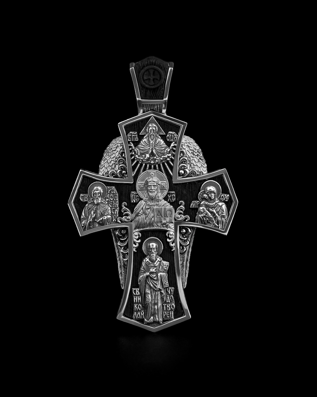 Крестик с Архангелом Михаилом, серебро 925 пробы