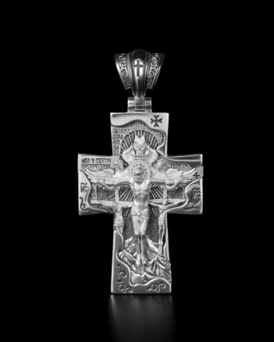 Крестик с Ангелами, серебро 925 пробы