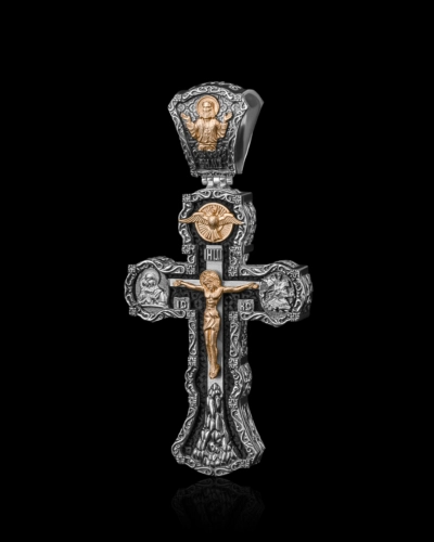 Крестик с Серафимом Саровским, серебро 925 пробы